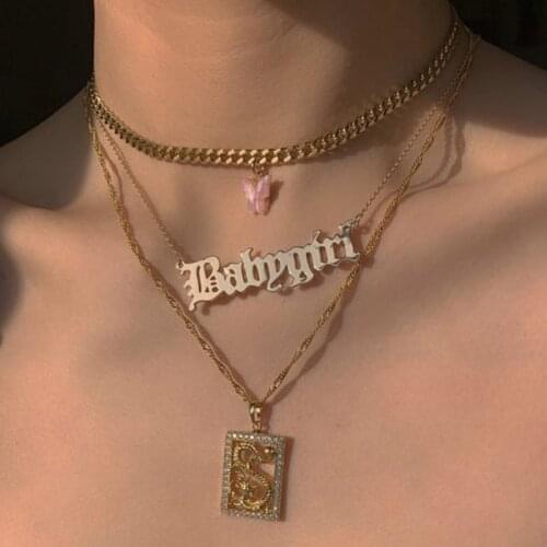 Women Fashion Multilayer Gold Vintage Crystal Dragon Butterfly Pendant Necklace for Women Trendy Clavicle Necklace Jewelry