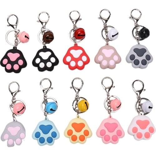 1Pcs Creative Cute Dog Cat Paw Keychain 3D Cartoon Animal Soft Silicone Car Accessories Handbag Decor Jewelry Gift Key Ring