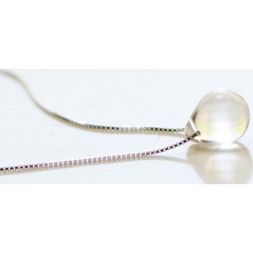 1pc Clear Crystal Mermaids Tear Drop Necklace 925-sterling-silver waterdrop Necklace | Natural Stone White for Women GTLX494