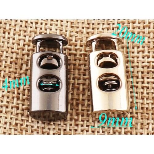 10 Pcs Silver/Gunmetal Double Barrel Toggle Cord Lock Stopper Spring Buckle Cylinder Stopper Toggle Connector Buckle Spring Buck