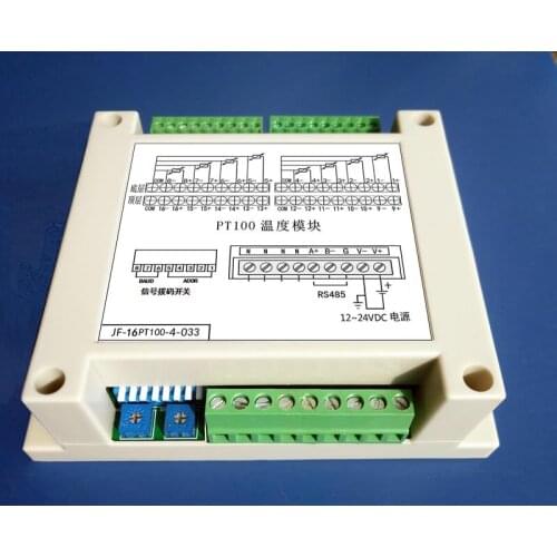 16-way Pt100 temperature acquisition module, three-wire system, supporting Modbus-RTU Kingview RS485