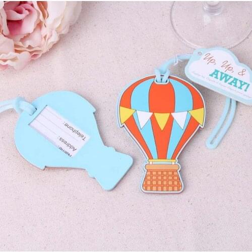 200pcs "Up, Up & Away" Hot Air Balloon Luggage Tag Rubber Luggage Tags Name Labels travel accessories wedding party gift SN3619