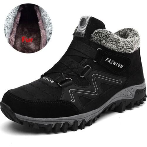 2020 Men Boots Winter With Fur Warm Snow Boots Men Boots Work Shoes Men Footwear Fashion Rubber Ankle Shoes Plus Size 38-47