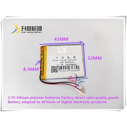 3.7V 2000mAH 845241 polymer lithium ion battery Li-ion battery for power bank E-BOOK MP4 GPS PHONE