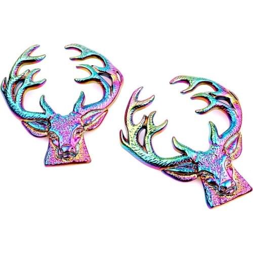 3pcs/lot Rainbow Color alloy Sika antlers pendant Charms fit Necklace Halloween Christmas pendant womens Men Jewelry Making