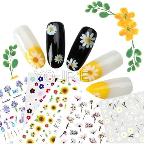 3D Adhesive Nail Sticker Amazing Colorful Flower Design Decal for Nails Beauty Sticker Decoration Nail Decal Art Manicure Design