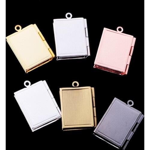6Pcs Wholesale Lots Vintage Book Locket Photo Frame Setting Pendants For DIY