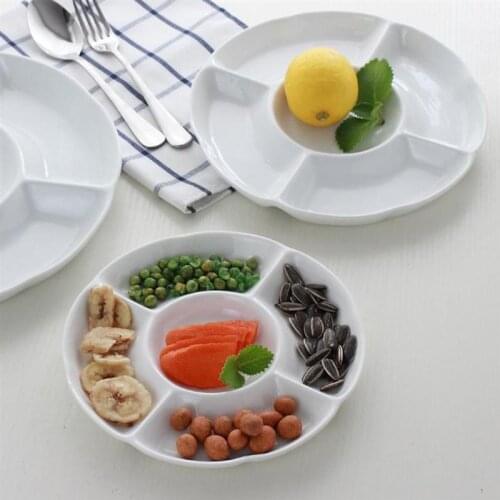9 Inch 23 x 2.8 5-Compartment Melamine Food Storage Tray Dried Fruit Snack Plate Appetizer Serving Platter for Candy Pastry Nuts