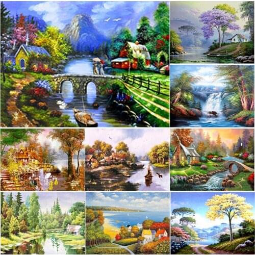 New DIY 5D Diamond Painting Tree Cross Stitch Scenic Lake Diamond Embroidery Full Square Round Drill Mosaic Home Decor Art Gift