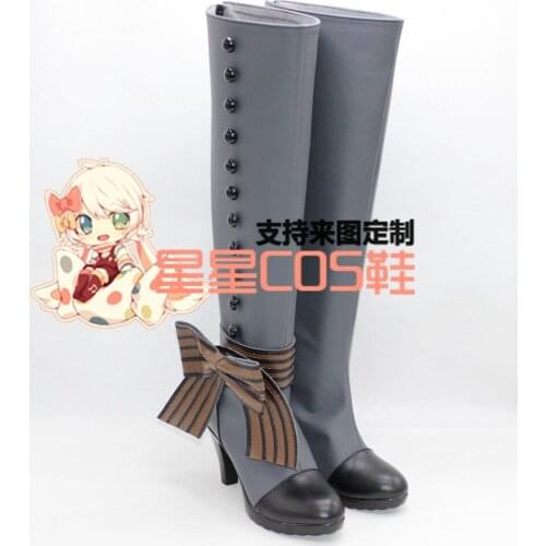 Black Butler Ciel Phantomhive Little Devil Gray Long Cosplay Shoes Boots X002