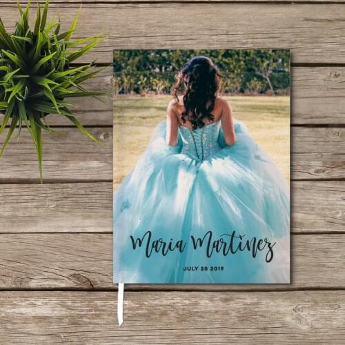Custom wedding Guest Book with Photo, Sweet 16, Sweet Sixteen, Personalized birthday Guest Book, Graduation Guest Book