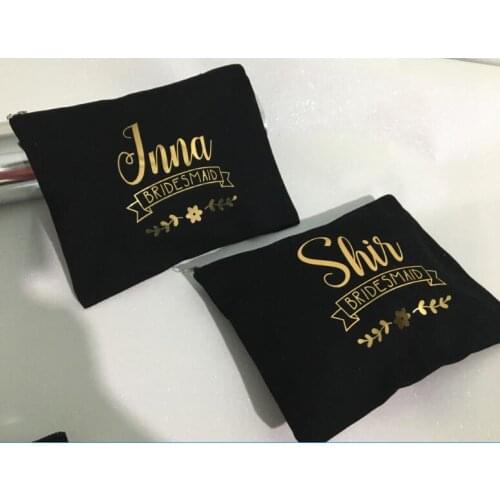 Personalized names wedding birthday gifts bride bridesmaid Make Up makeup comestic thank you Bags toiletry pouches party favors