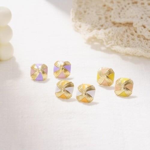 Jaeeyin 2021 Trendy New Arrivals Geometric Curved Yellow Purple Candy Colors Split Bohemia Enamel Earrings Ethnic Accessories