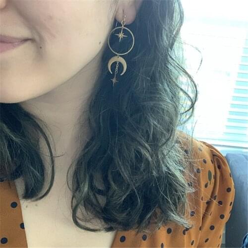 Space earrings Moon and Star earrings Crescent moon earrings, Moon phase earrings Boho, Hippie, Witchy, Gypsy