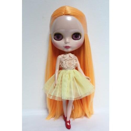 Blyth doll Nude doll 30cm ordinary body pumpkin orange straight hair doll dolls for makeup can be replaced body
