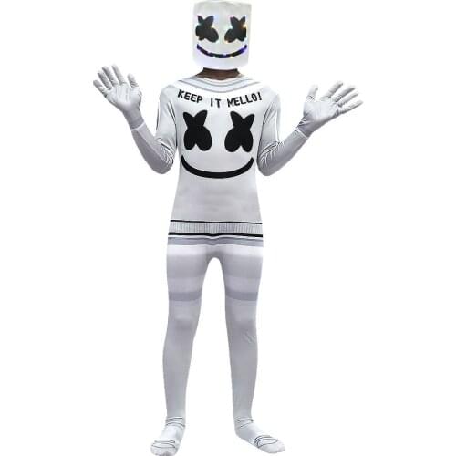 Marshmelloing Anime Cosplay Costume Carnival Childrens Clothing DJ Rock Music Jumpsuit Bodysuit Halloween Costumes For Kids