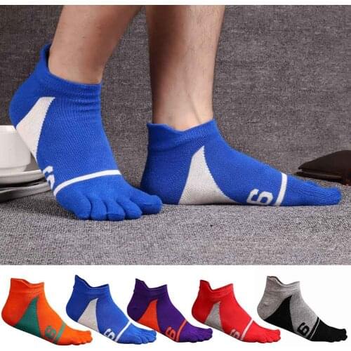 5 Pairs Mens Cotton Five-finger Socks Sweat-absorbent Breathable Sports Split Toe Socks Running Hiking Outdoor Sports Socks
