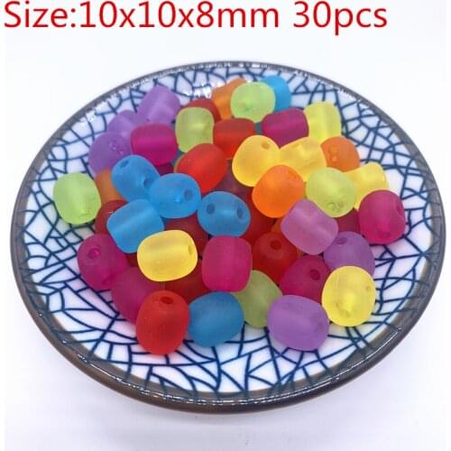 New 10x10x8mm 30pcs Color Matte Acrylic Beads Mixing Beads Style for DIY Handmade Bracelet Jewelry Making Accessories#02