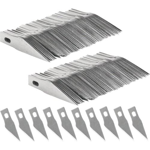 New 200PCS Replacement Hobby Blade Spare Blades Steel Craft Knife Blades for DIY Art Work Cutting