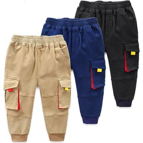 2 3 4 5 6 Years Boys Pants Autumn New Arrival Big Pocket Casual Trousers For Boys Elastic Waist Toddler Kids Sweatpants 2019