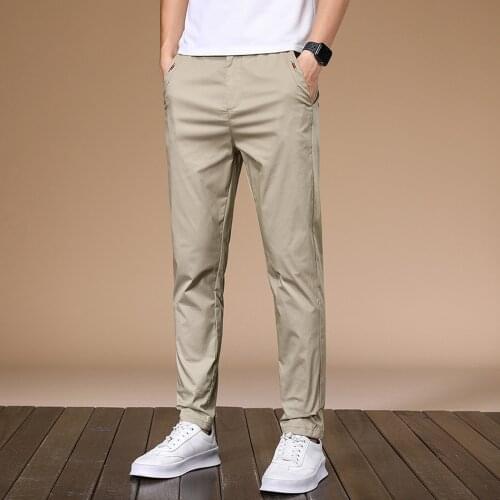 Autumn Pants Men 2021 Skinny Chinos Men Casual Trousers Slim Fit Solid Color Fashion Bottoms Men Korean Style Trousers Thin