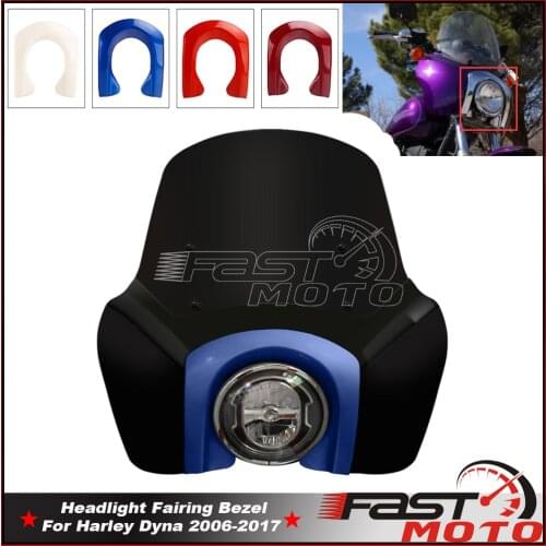 For Harley Dyna Sport Fat Bob Low Rider Street Bob FLD FXDWG FXDF FXDB Motorbike Head Light Cover Blue Headlight Fairing Bezel