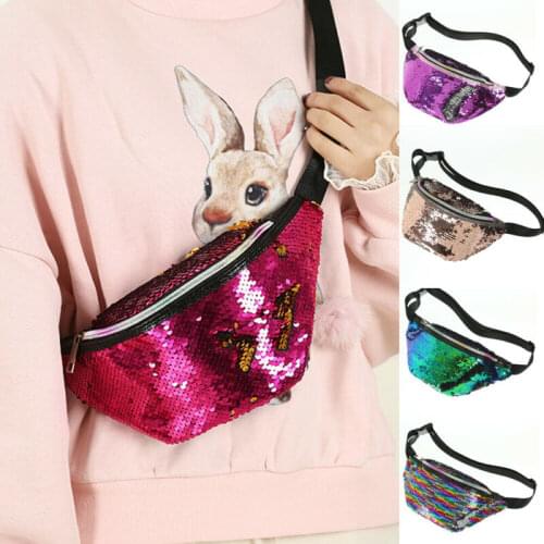 Sequins Waist Bags Women Belt Bags Fanny Packs Bum Bag Phone Zipper Waist Pouch 2019 New