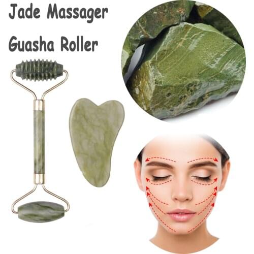 Roller Face Thin Massager Natural Stone Jade Facial Slimming Beauty Massage Roller Neck Body Relaxation Lift Tool Guasha Borad