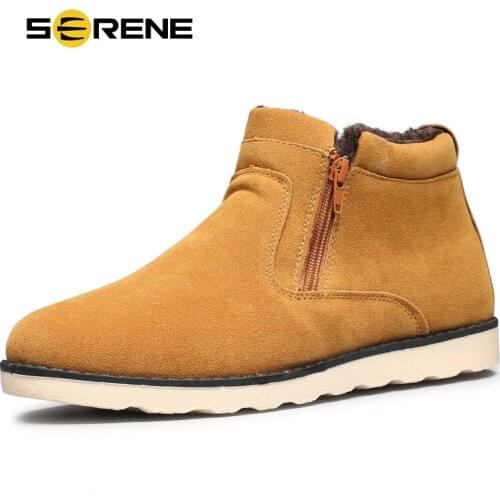 SERENE Brand 2018 New Arrival Men Casual Zip Snow Boots With Fur Fashion Winter Ankle Boots 3 Colors Men Shoes Male ShoesDG-C20