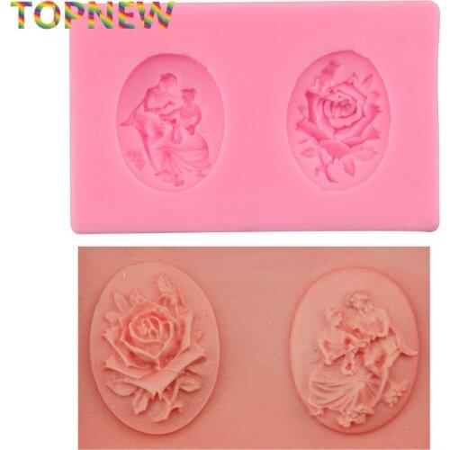 Lover and rose shape Chocolate Candy Jello 3D silicone Mold Mould cake tools Bakeware Pastry bar Soap Mold 2381