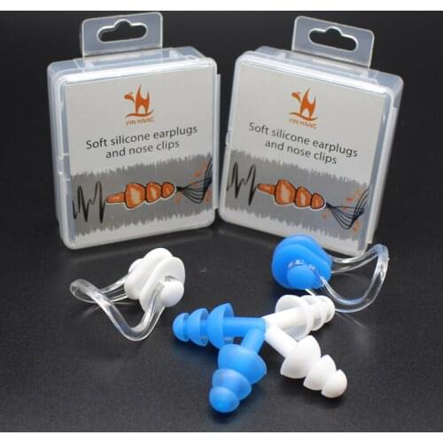 Silicone Swim Earplugs EarPlug And Nasal Clip Sound Insulation Ear Protection Earplugs SleepingPlugs Waterproof Soft Anti-Noise
