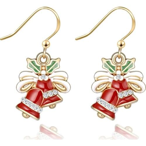 Cute Santa Claus Leather Earrings Artificial Gemstone Inlaid Earrings Sweet Snow Flower Ear Hooks Female Jewelry Gifts Wholesale