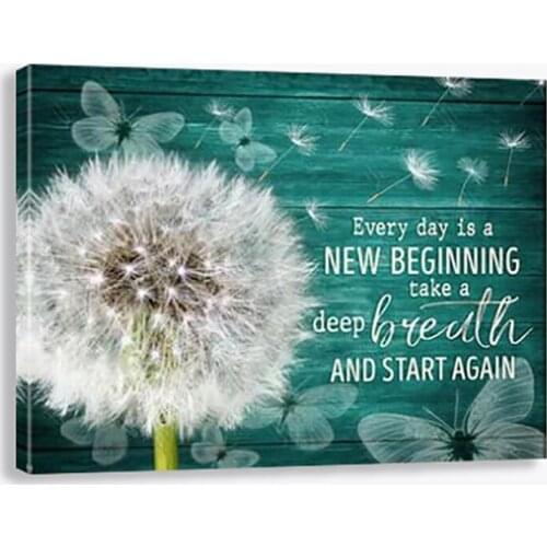 Blue Wood Texture Pictures Rustic Country Style Dandelion Butterfly Canvas Painting Wall Arts Bedroom Decor Bathroom Printing