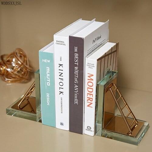 WDDSXXJSL Modern simplicity creative electroplating bookends metal crafts home living room simple metal bookends ornaments