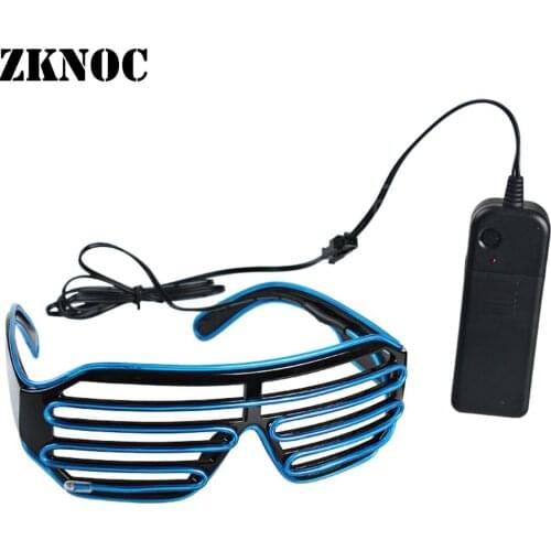 LED Light Up Glasses Shutter Shaped Glasses EL Wire Luminous Lighting Bright Light Festival Glow Party Decoration Supplies