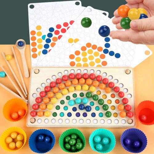 DIY Creative Rainbow Clip Beads Toys Fine Motor Concentration Training Game Children Montessori Educational Toys Gift for Kids