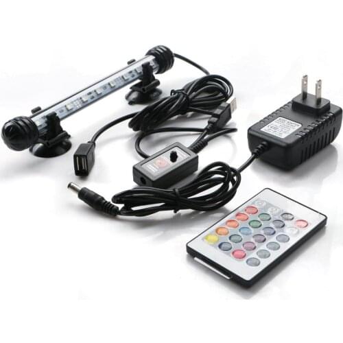 EU/US Plug RGB Aquarium Fish Tank LED Tube Lamp Submersible Light Bulbs Tubes 5050 SMD Aquarium Lighting With Wireless Remote