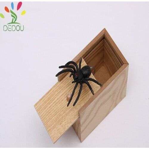 Funny Scare Box Wooden Prank Spider Hidden in Case Great Quality Prank-Wooden Scarebox Interesting Play Trick Joke Toys Gift
