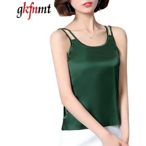 Gkfnmt Summer Women Tank Tops 2018 Fashion Silk blouse Slim Sleeveless blusa feminina Cool Tees shirts Plus Size 3XL