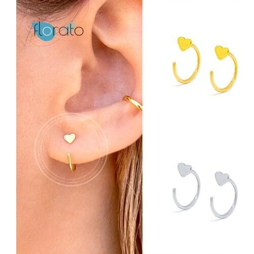 925 Silver Ear Needle C Shaped Heart Earrings Minimalist Sweetheart Earrings for Women Simple Fashion Jewelry Accessories Gift