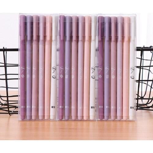 48 pcs/lot Sample Gradient Purple Gel Pen Cute 0.5mm black Ink Signature Pens Promotional Gift Office School Supplies