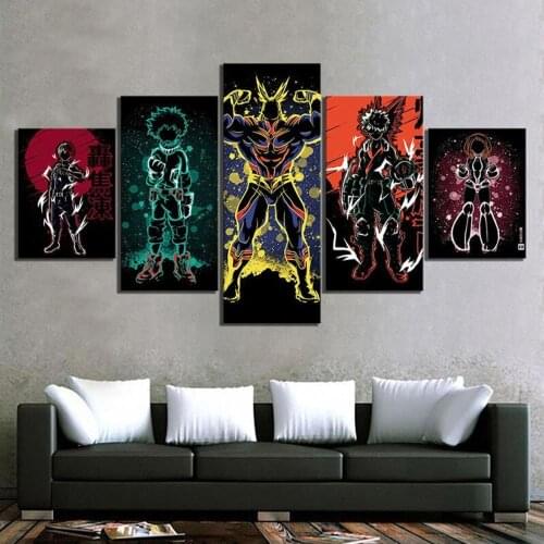 5 Piece Wall Art Canvas Prints Anime Posters Manga Figure Picture Modern Home Decorative Framed Living Room Decoration Paintings