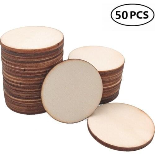 50pcs 50mm 1.96inch Unfinished Wooden Round Circle Cutouts for Birthday Boards, Valentine, Chore Boards, Arts and Crafts