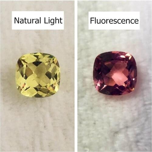 Alexandrite loose stone yellow change red in fluorescent light square cushion brilliant cut faceted created gemstone beads DIY