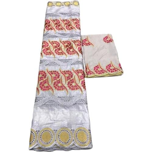 African Bazin Rich 100% Cotton Lace Fabrics Soft Jacquard Bazin Brocade Tissu 5Yards Mix Scarfs 2Yards Sewing Women Clothes