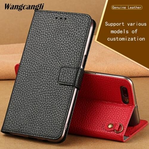 Oneplus 5t case lychee texture flip phone case handmade Genuine leather protection shell for Oneplus 3t 5 5t 9