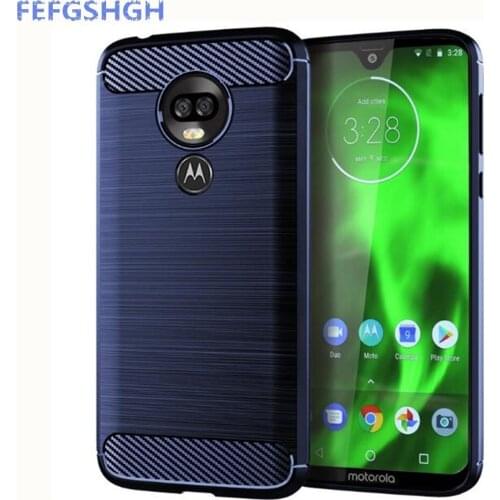 Carbon Fiber Cover For Motorola One Vision Case Rubber Silicone Phone Cases For Motorola Moto G7 Play G7Plus G7PowerBack Case