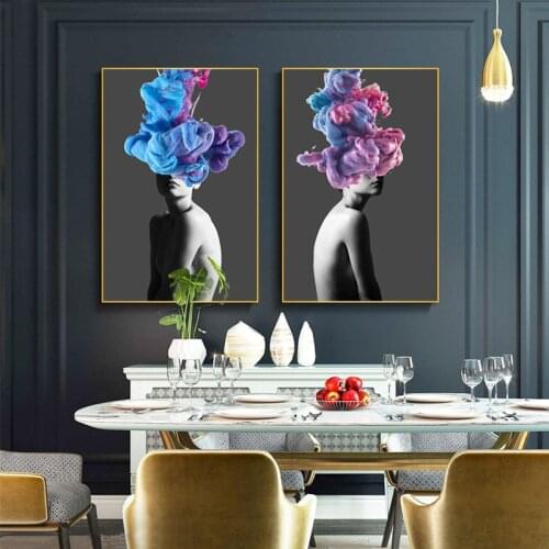 Flowers Butterfly Woman Abstract Canvas Painting Wall Art Print Poster Picture Decorative Painting Living Room Home Decoration