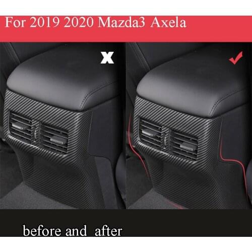 For Mazda3 Mazda 3 Axela 2019 2020 rear went armrest box anti-kick mat ABS carbon fiber sticker car decorative accessories