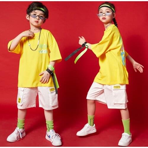 Kids Concert Hip Hop Clothing Oversized T Shirt Jacket Tops Streetwear Summer Cargo Shorts for Girl Boy Dance Costume Clothes